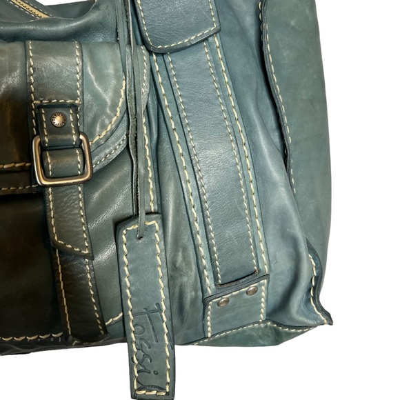 FOSSIL BLUE LEATHER SATCHEL - Picture 5 of 16